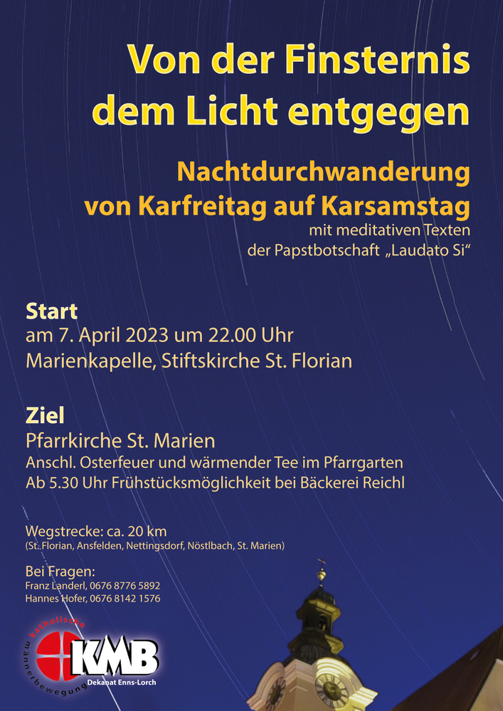 Plakat für die Nachtdurchwanderung von Karfreitag auf Karsamstag