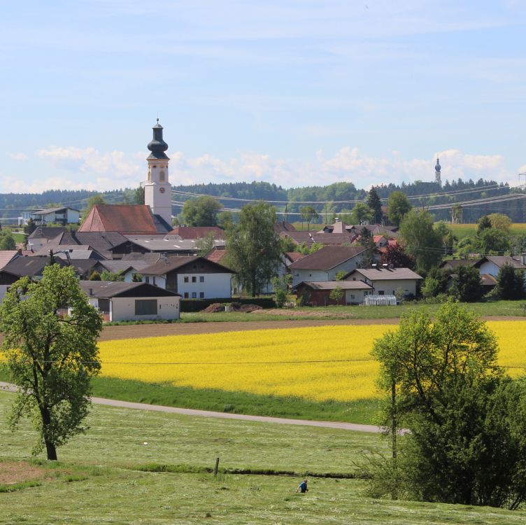 Die Kirchen Pischelsdorf und Hart auf einem Bild 